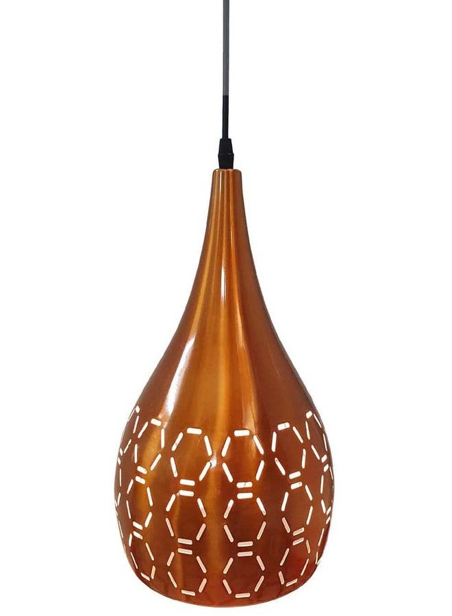 Keyplus Metal Cut 3 Light Linear Hanging Light Ceiling Pendant Lamp, Orange - Image 5